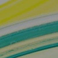 A close up of a yellow, green, and blue plate.