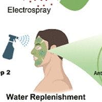 A diagram showing how to use an electrospray on your face.
