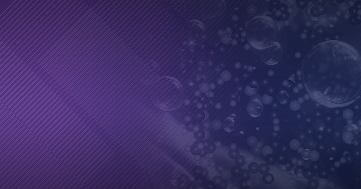 Abstract purple background with a pattern of diagonal textured lines and floating translucent bubbles.