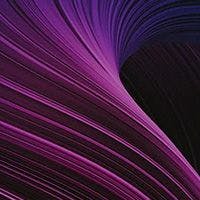 Abstract image of purple and blue curved lines creating a wave-like pattern.