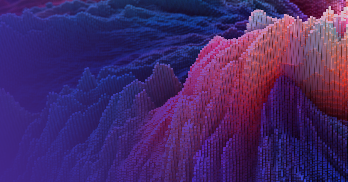 A colorful 3d image of a mountain.