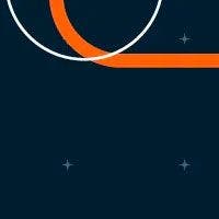 An orange and blue circle with a star in the middle.
