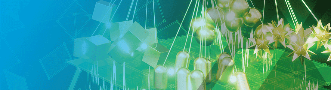 Blue and green abstract chemistry digital artwork