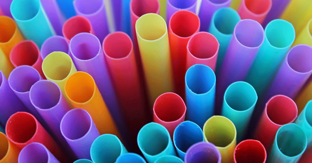 Collection of multicolored plastic straws