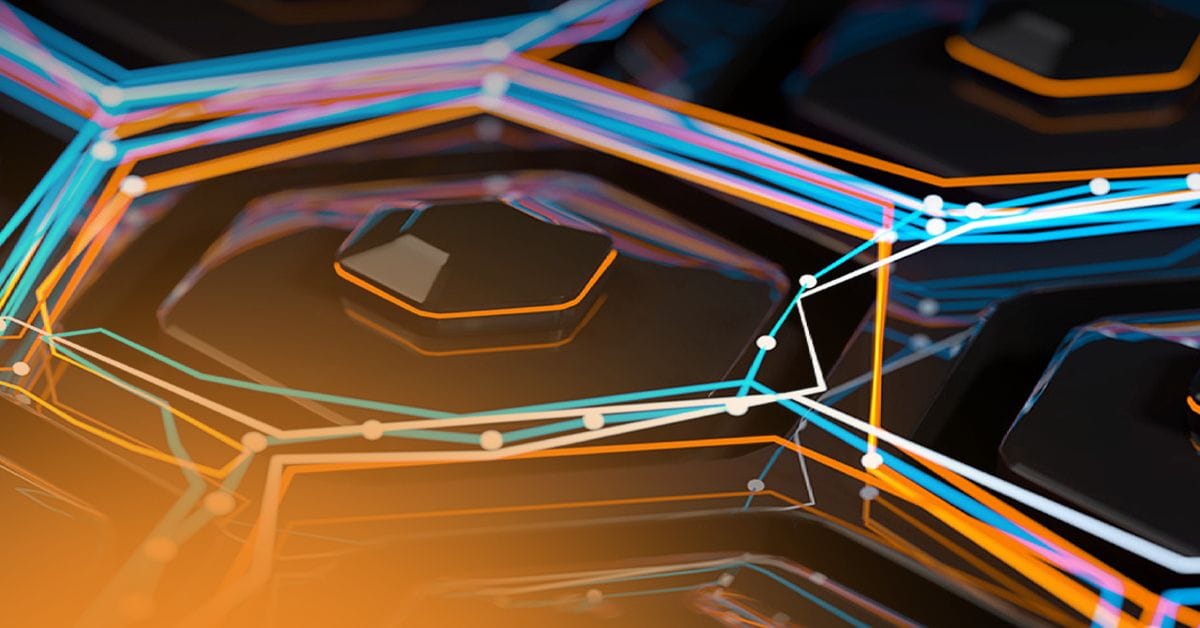 An abstract illustration of interconnected hexagonal structures with glowing lines and nodes, suggesting electrochemical or materials networks.