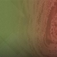 Abstract image depicting a gradient transition from green to red with a textured, dotted effect.