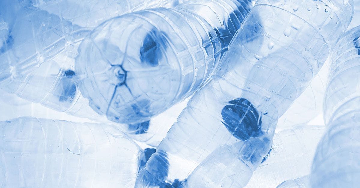 A close up image of plastic bottles.