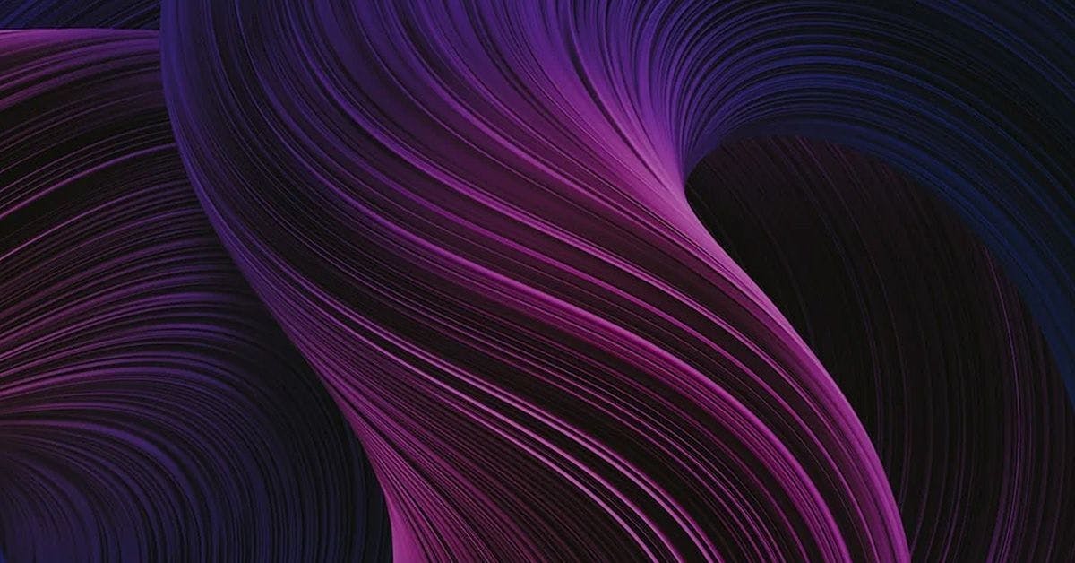 Abstract image of flowing purple and pink lines on a dark background, creating a dynamic wave pattern.