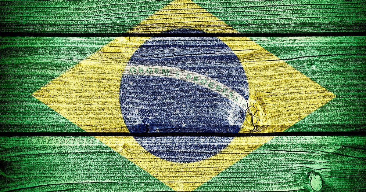 Brazil flag on a wooden plank.