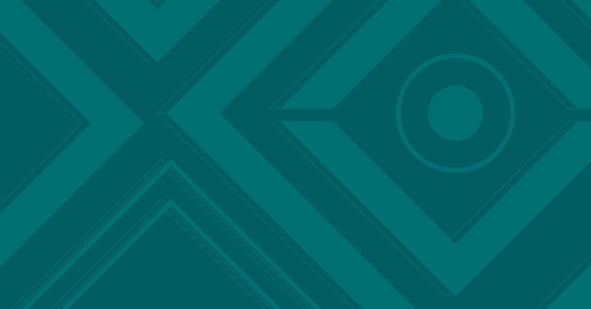 Abstract geometric pattern with overlapping diamond shapes and a circle on a teal background.
