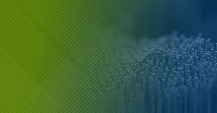 Abstract background featuring a gradient from blue to green with a textured pattern suggesting a close-up of fibers or bristles on the right side.