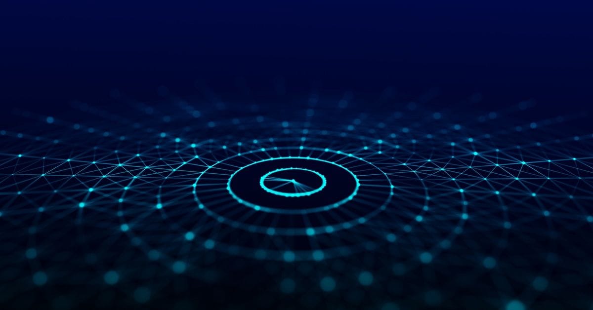 A blue circle on a dark background.