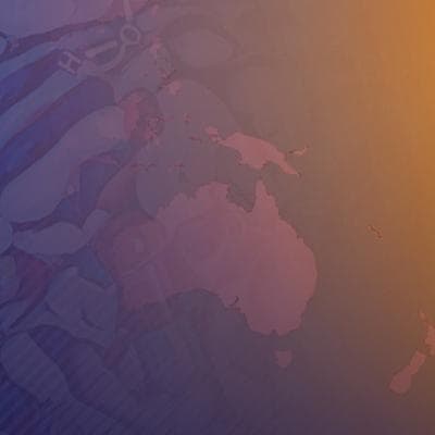 Map featuring Australia and New Zealand