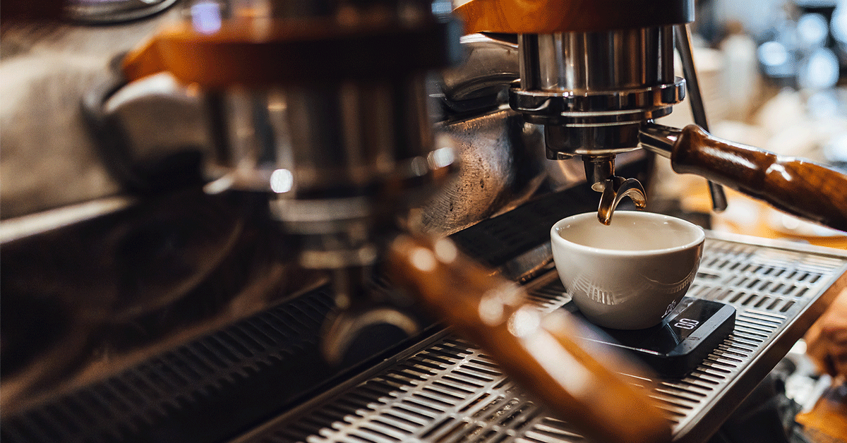 an espresso machine in action