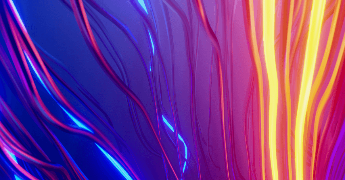 An Abstract illustration of vibrant, flowing lines in neon blue, pink, and yellow against a gradient background, creating a dynamic visual effect.