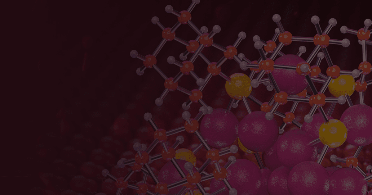 Abstract molecular structure showcasing colorful atoms connected by bonds, set against a dark gradient background.