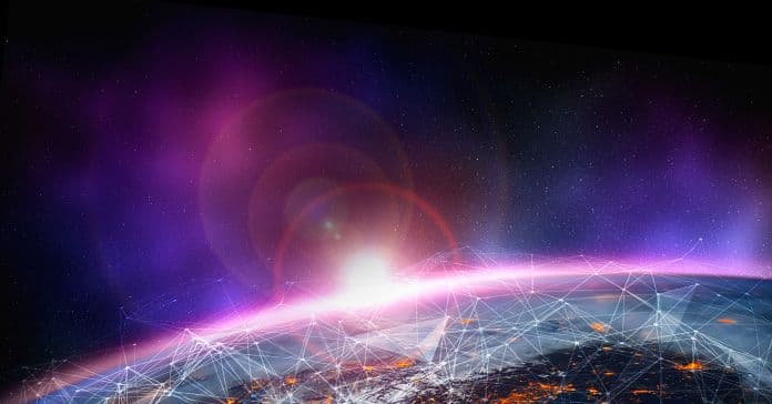 An image of the earth in space.