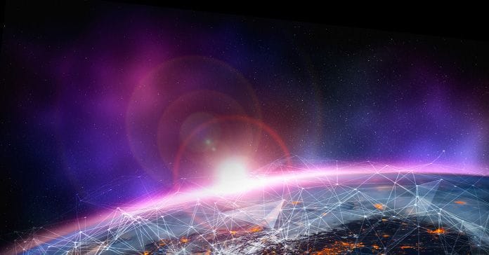 An image of the earth in space.