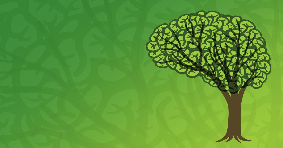 A tree on a green background.