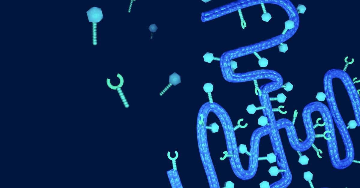 An image of a blue molecule with a blue background.