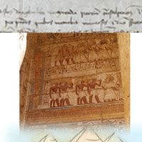 Egyptian hieroglyphics on a piece of paper.