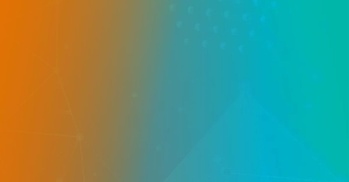 An orange, blue, and green background.