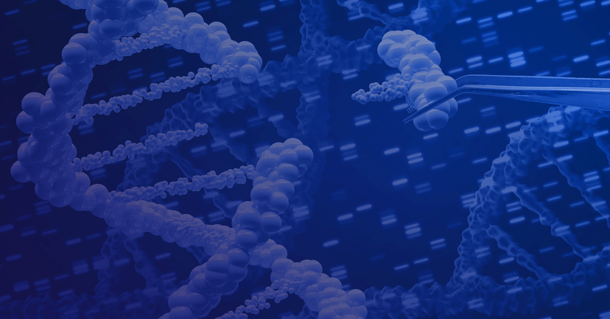 A blue background with a dna strand in front of it.