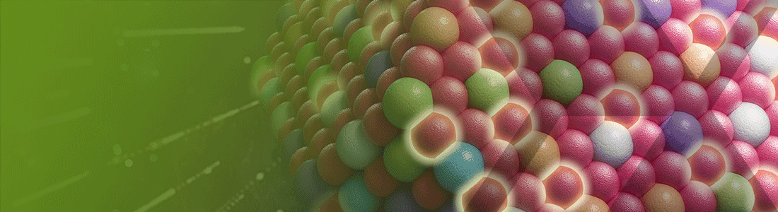 Greek and pink macro shot of a chemistry molecule