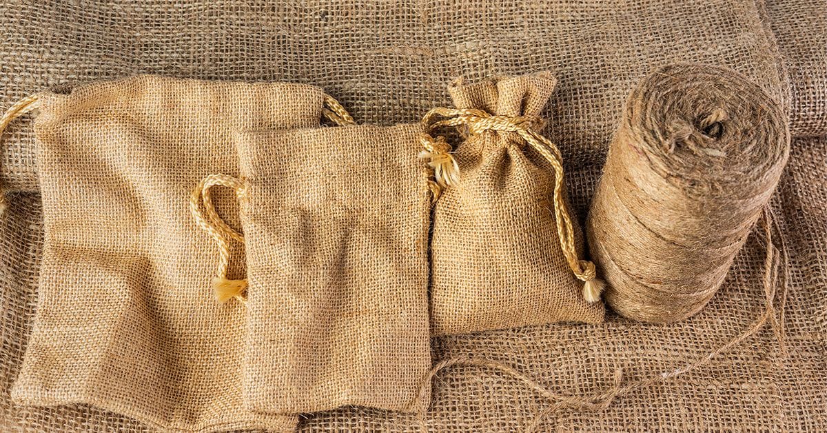 A bundle of hemp products on a wooden table.