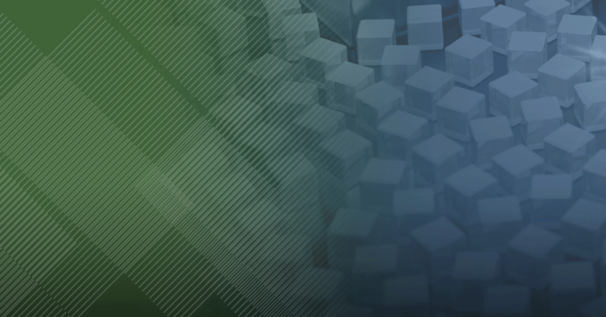 abstract artwork with lines and cubes, a left-to-right green-blue fade