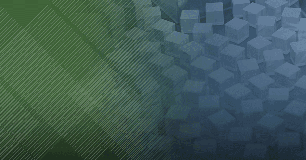 abstract artwork with lines and cubes, a left-to-right green-blue fade