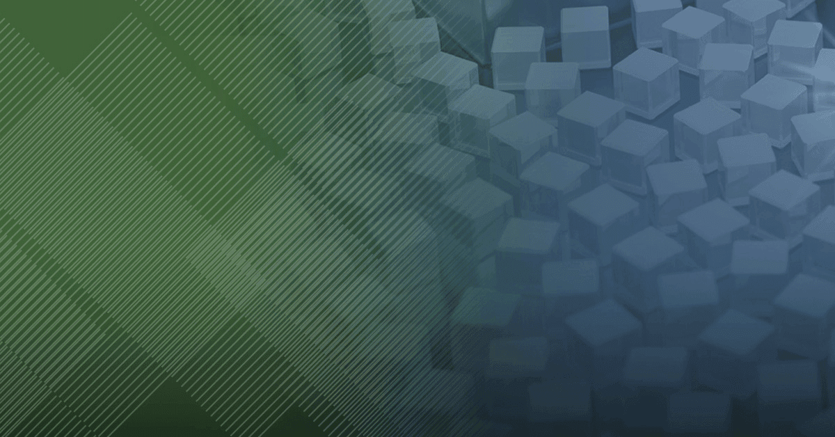 abstract artwork with lines and cubes, a left-to-right green-blue fade