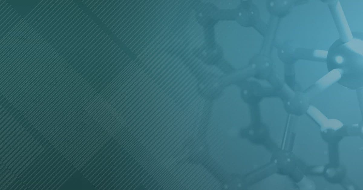 Abstract blue background depicting molecular structures and digital grids, conveying a scientific and technological theme.