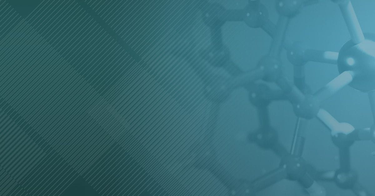 Abstract blue background depicting molecular structures and digital grids, conveying a scientific and technological theme.