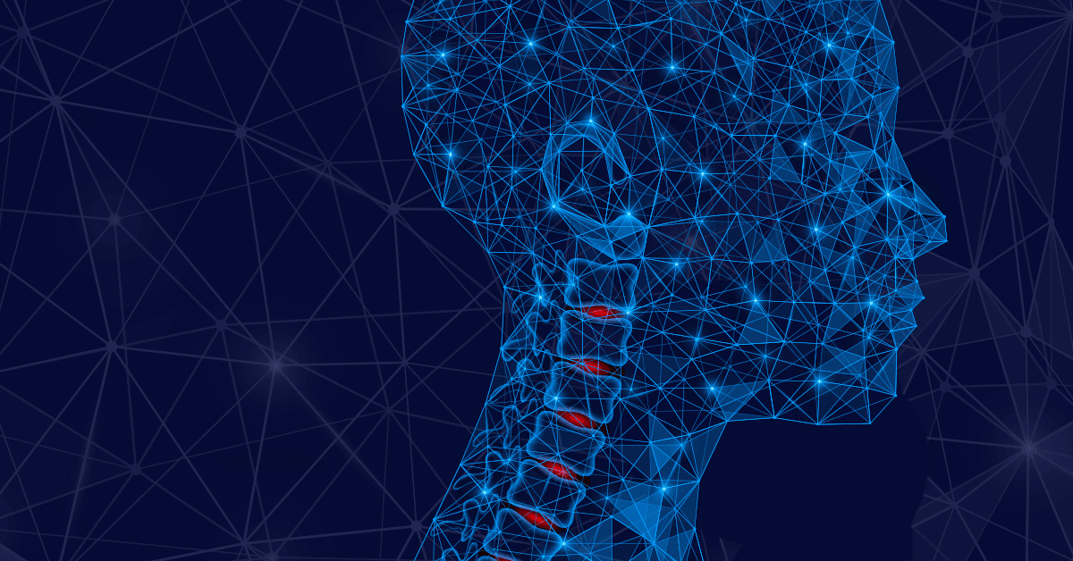 The head of a person with a blue background.