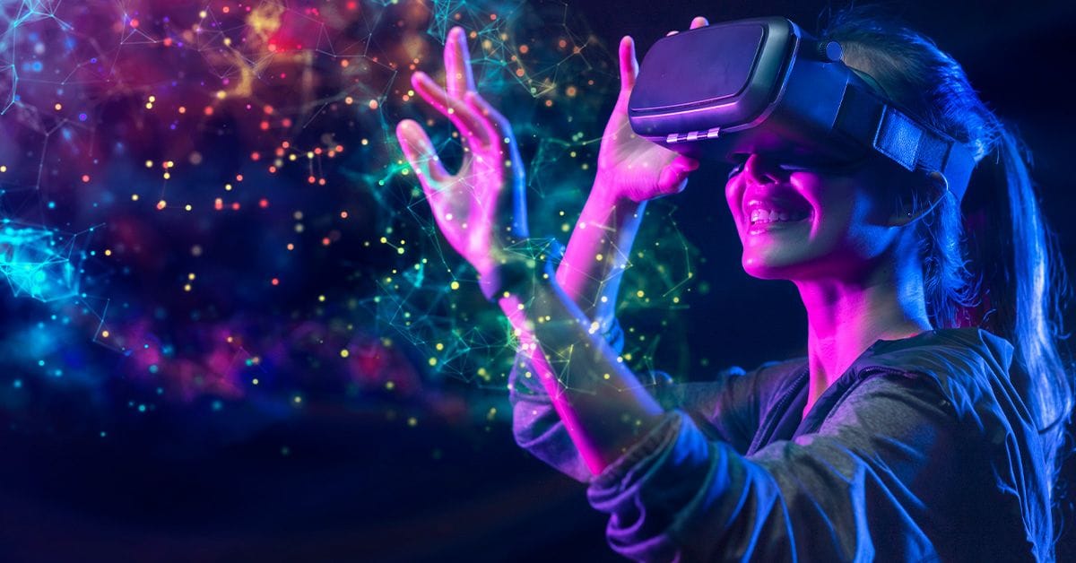 Woman wearing a VR headset