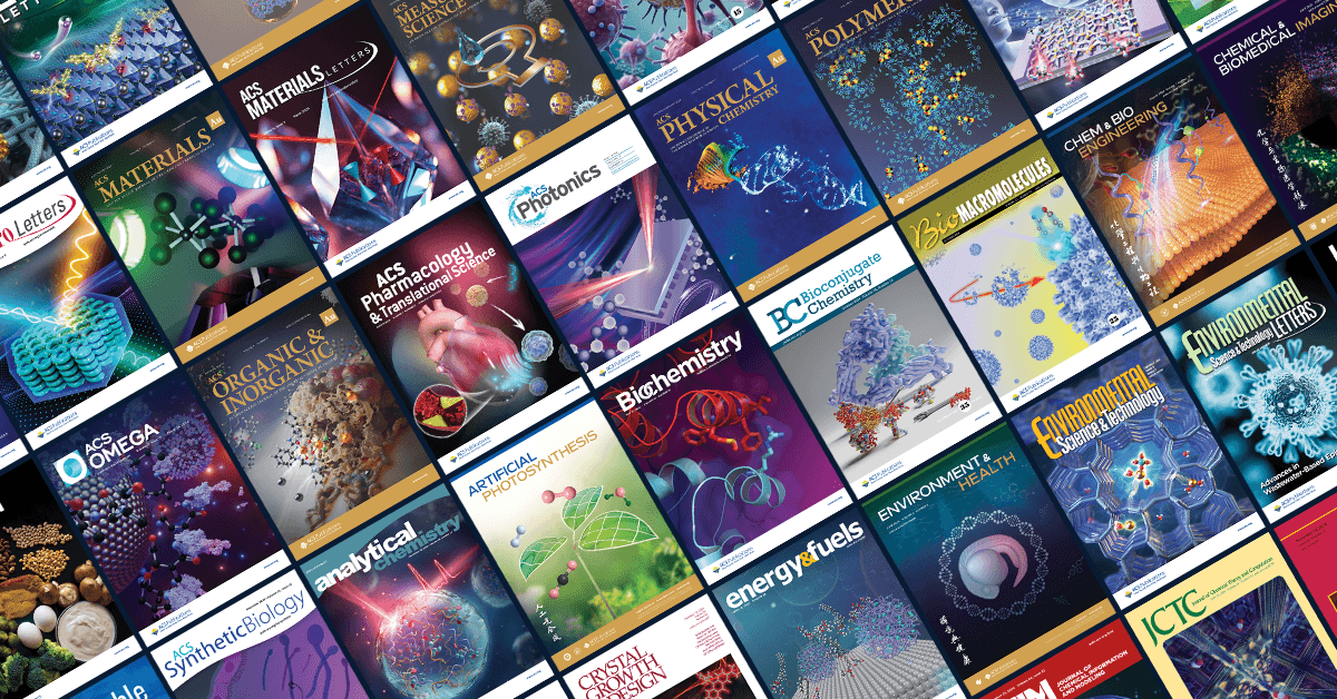 A collection of ACS Publications journal covers spanning the entire portfolio.