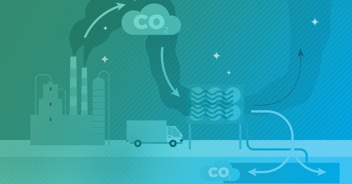 Digital artwork depicting CO2 geostorage processes