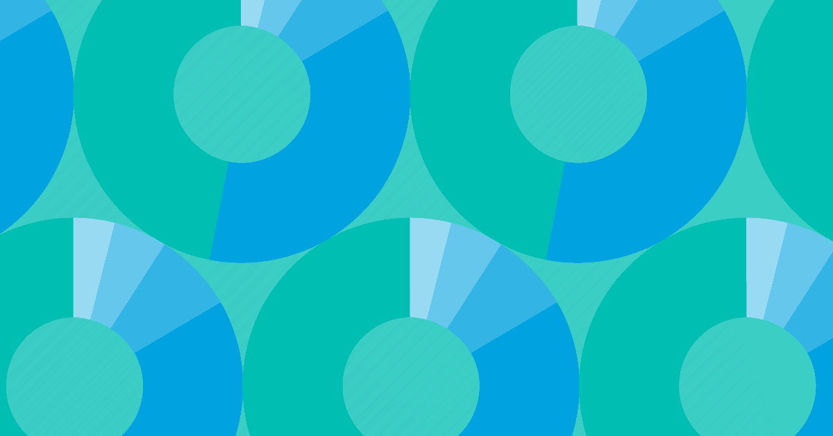 A blue and green background with circles on it.