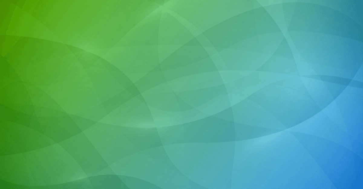 An abstract background with overlapping curved shapes in shades of green on the left blending into blue on the right, creating a smooth gradient effect.