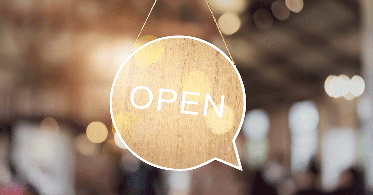 an open sign in a window