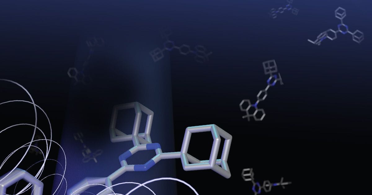 An image of a chemical structure with a blue background.