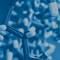 Close-Up of a polymer structure with a blue color wash