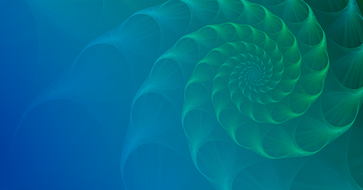 Abstract illustration of a blue and green spiral