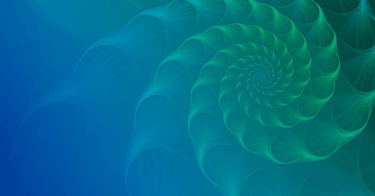 Abstract illustration of a blue and green spiral