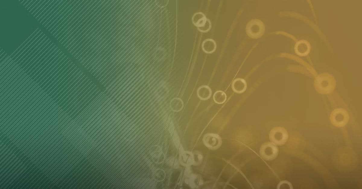 Abstract digital artwork featuring linework on a green and orange background