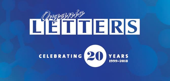 Blue background with "Organic Letters" text and "Celebrating 20 Years 1999-2018" written below.