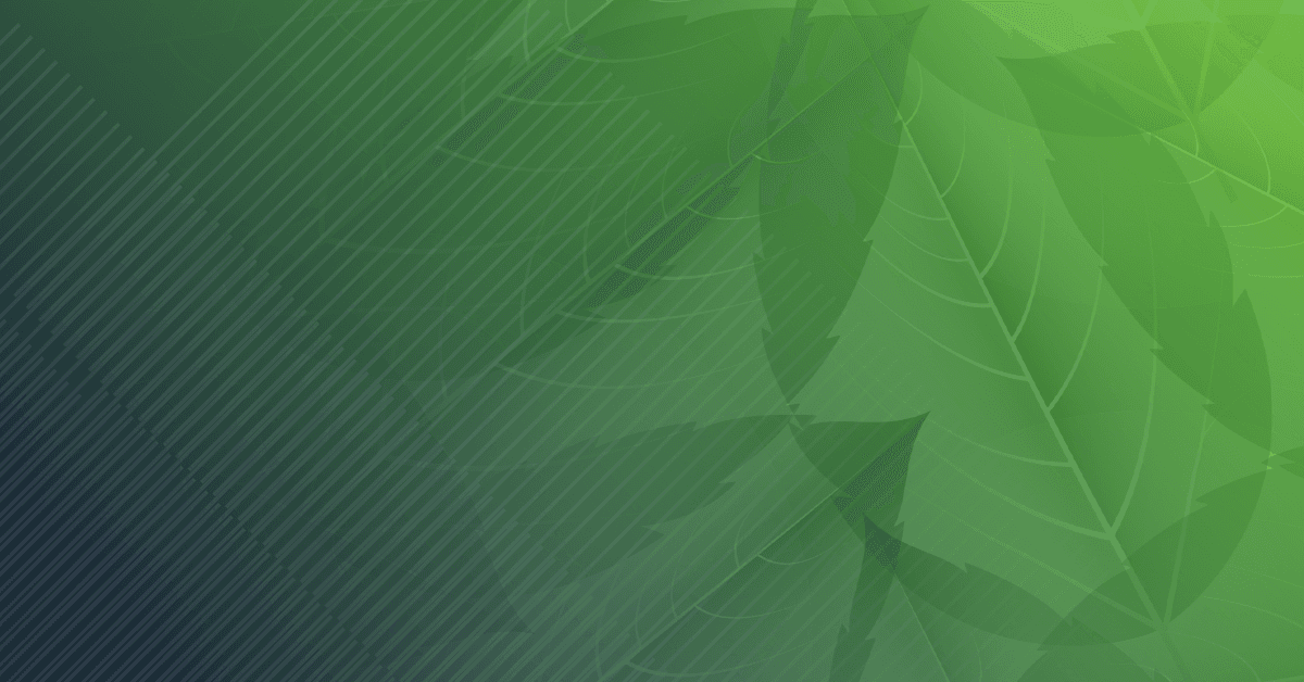 A gradient background featuring shades of green with subtle leaf motifs and diagonal lines.