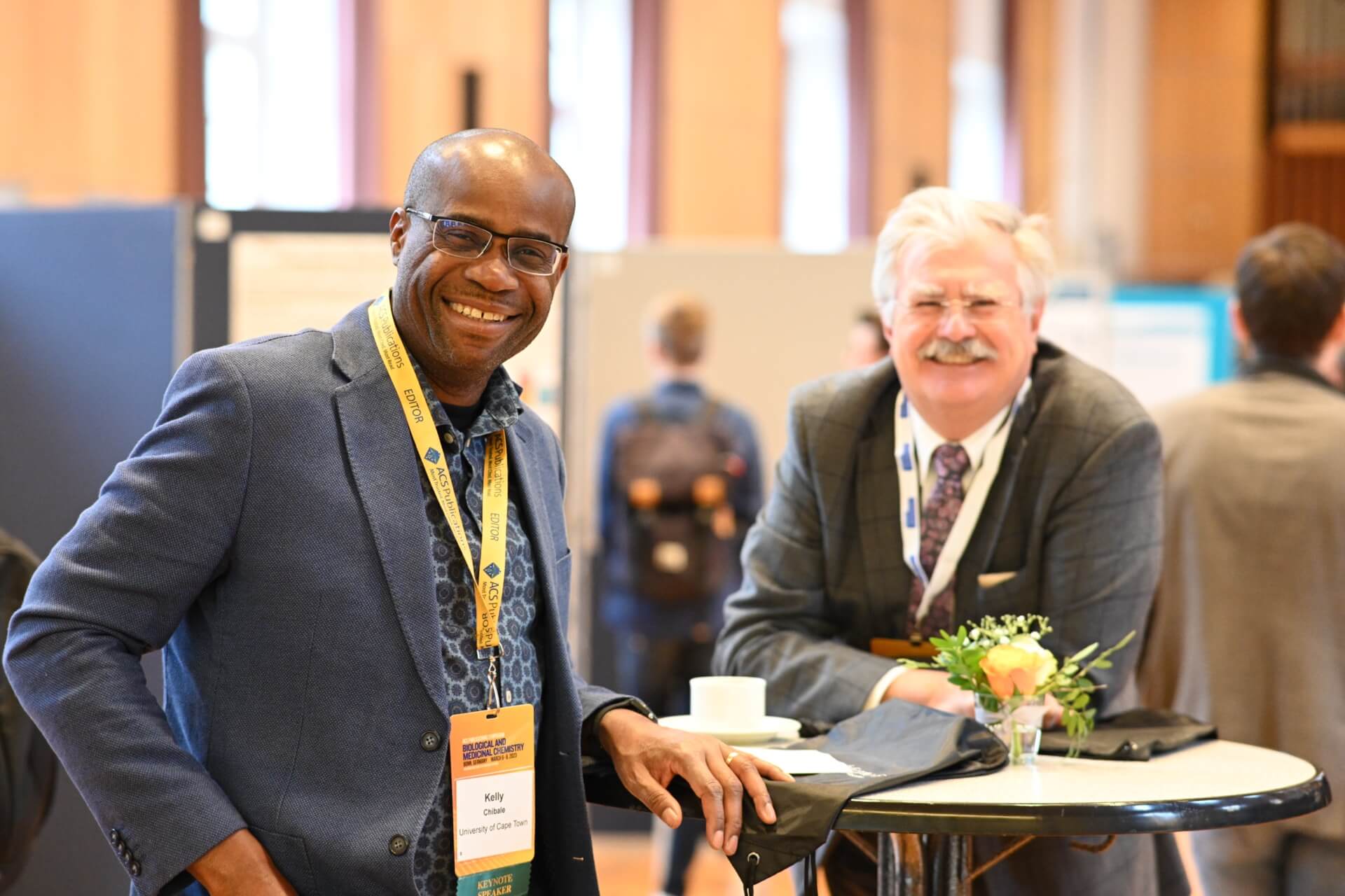 Professor Kelly Chibale, Keynote Speaker, at the poster presentation reception