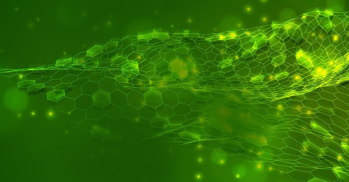 A green background with a light shining through it.